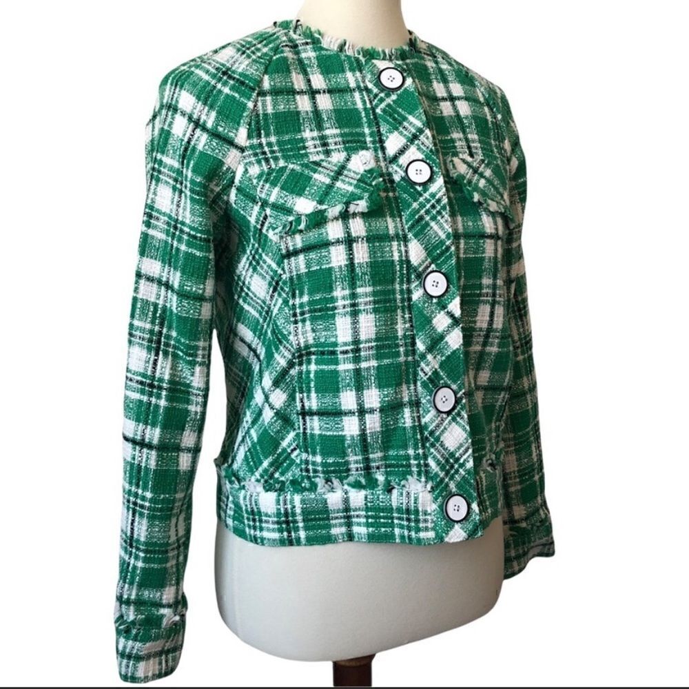 CAbi 5653 Green Library Plaid Tweed Jacket M - Picture 5 of 12